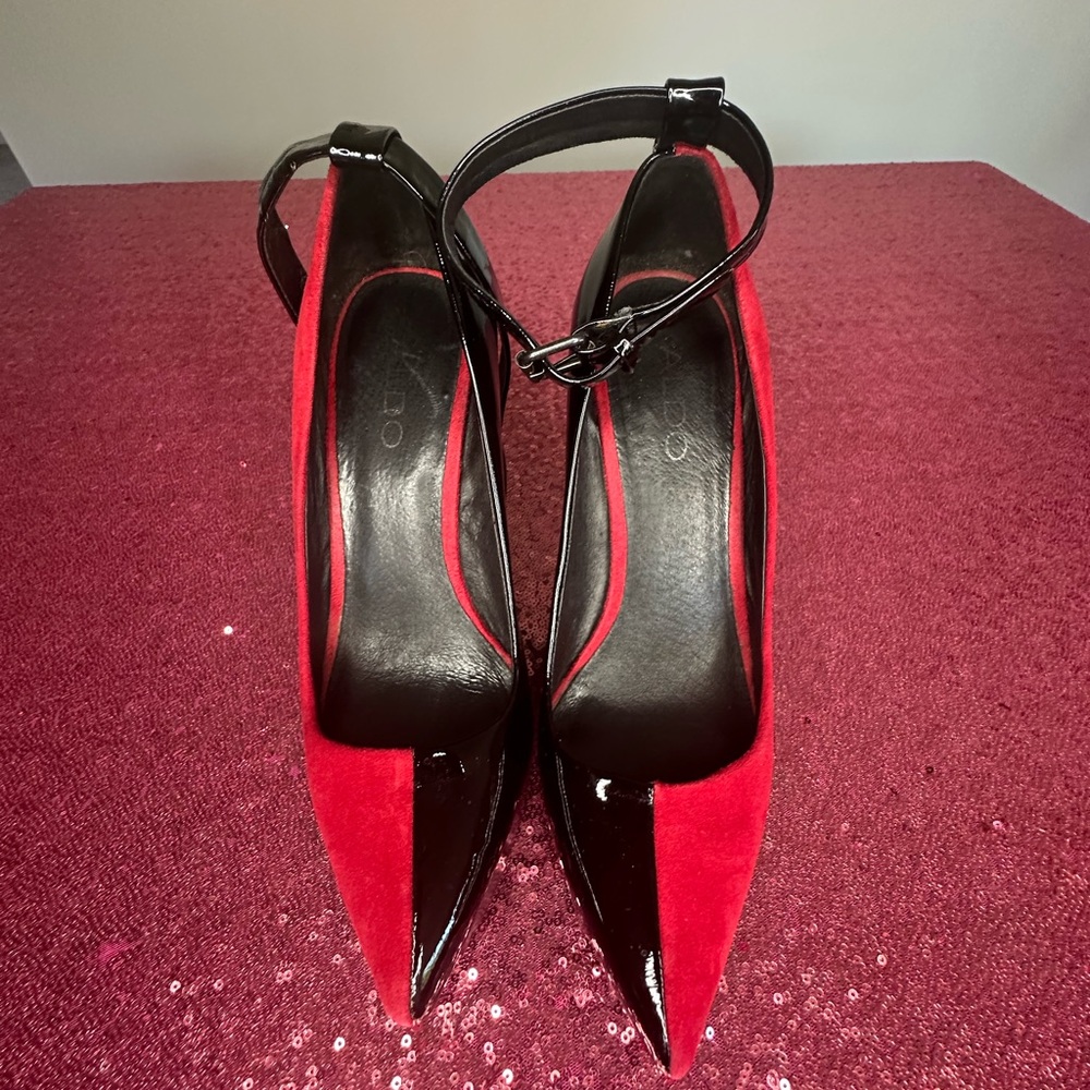 Aldo Red and Black Platform Heels